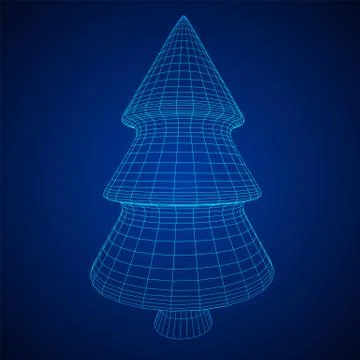 Wireframe A Christmas tree sign mesh Stock Illustration