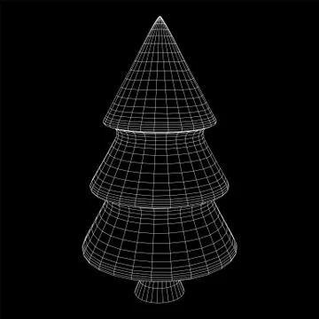 Wireframe A Christmas tree sign mesh Stock Illustration