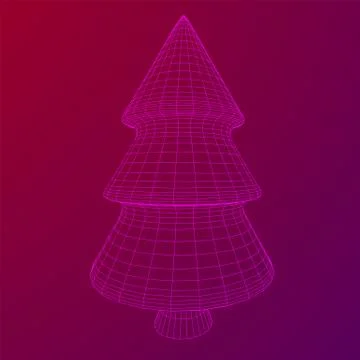 Wireframe A Christmas tree sign mesh Stock Illustration