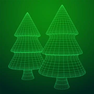 Wireframe A Christmas tree sign mesh Stock Illustration