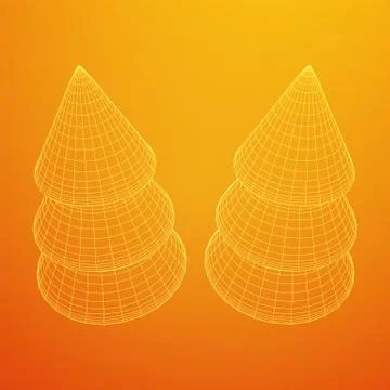 Wireframe A Christmas tree sign mesh Stock Illustration