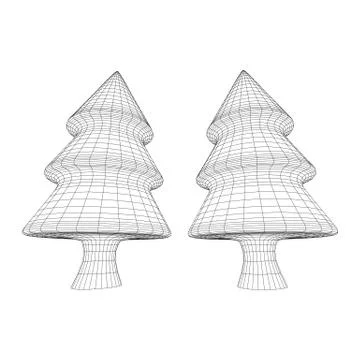 Wireframe A Christmas tree sign mesh Stock Illustration