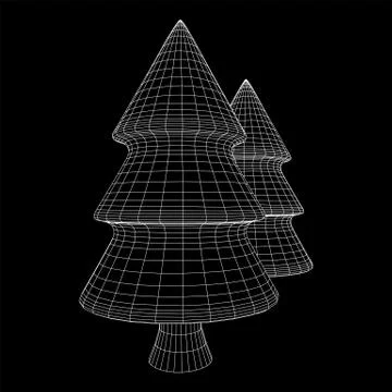 Wireframe A Christmas tree sign mesh Stock Illustration
