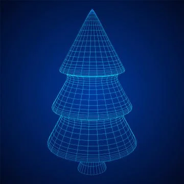 Wireframe A Christmas tree sign mesh Stock Illustration