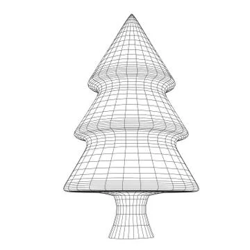 Wireframe A Christmas tree sign mesh Stock Illustration
