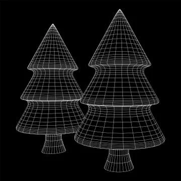 Wireframe A Christmas tree sign mesh Stock Illustration