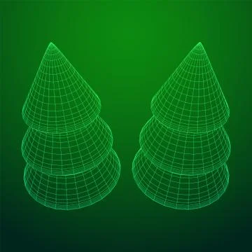 Wireframe A Christmas tree sign mesh Stock Illustration