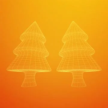 Wireframe A Christmas tree sign mesh Stock Illustration