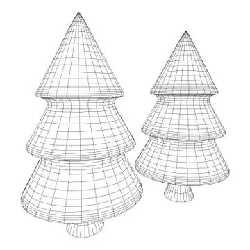 Wireframe A Christmas tree sign mesh Stock Illustration