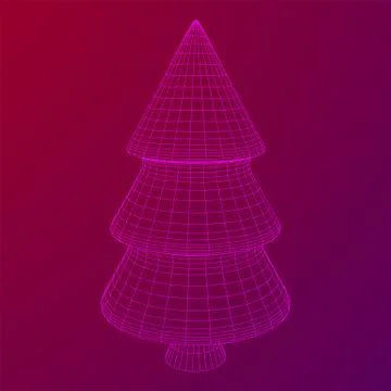 Wireframe A Christmas tree sign mesh Stock Illustration