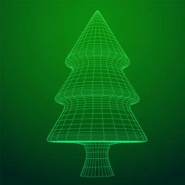 Wireframe A Christmas tree sign mesh Stock Illustration