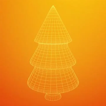 Wireframe A Christmas tree sign mesh Stock Illustration