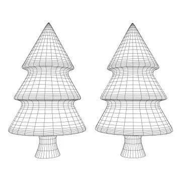 Wireframe A Christmas tree sign mesh Stock Illustration