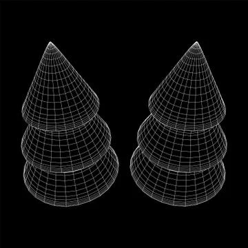 Wireframe A Christmas tree sign mesh Stock Illustration