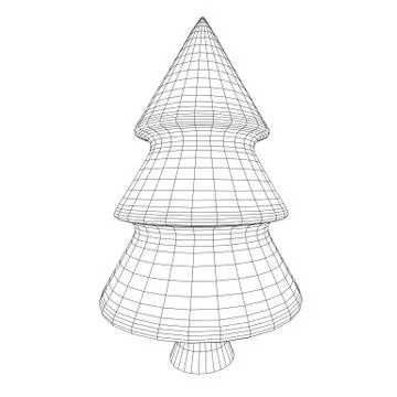 Wireframe A Christmas tree sign mesh Stock Illustration