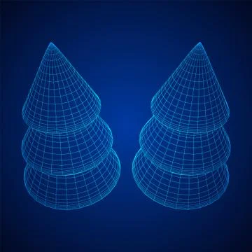 Wireframe A Christmas tree sign mesh Stock Illustration