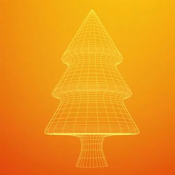 Wireframe A Christmas tree sign mesh Stock Illustration