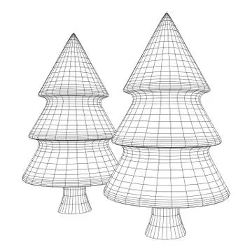 Wireframe A Christmas tree sign mesh Stock Illustration