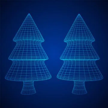 Wireframe A Christmas tree sign mesh Stock Illustration