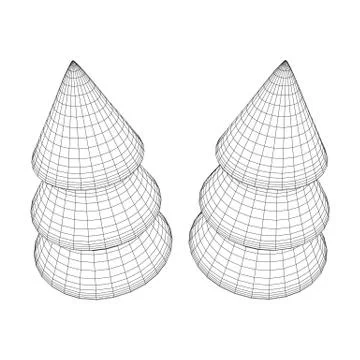 Wireframe A Christmas tree sign mesh Stock Illustration