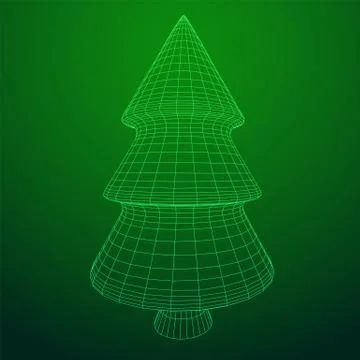 Wireframe A Christmas tree sign mesh Stock Illustration