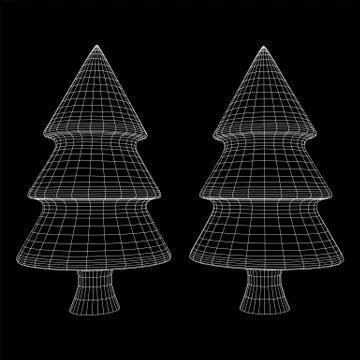 Wireframe A Christmas tree sign mesh Stock Illustration