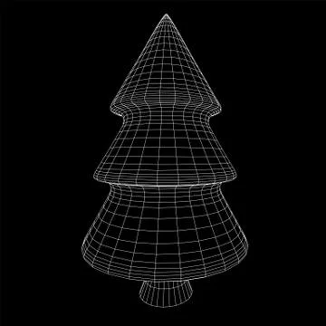 Wireframe A Christmas tree sign mesh Stock Illustration