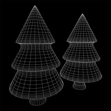 Wireframe A Christmas tree sign mesh Stock Illustration