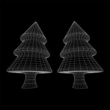 Wireframe A Christmas tree sign mesh Stock Illustration