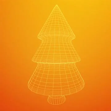 Wireframe A Christmas tree sign mesh Stock Illustration
