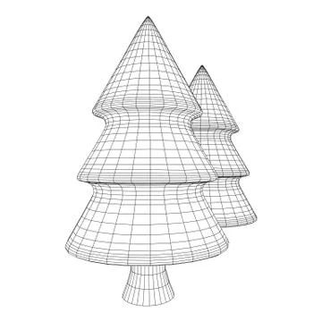 Wireframe A Christmas tree sign mesh Stock Illustration