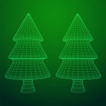 Wireframe A Christmas tree sign mesh Stock Illustration