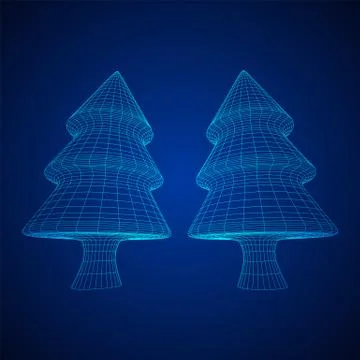 Wireframe A Christmas tree sign mesh Stock Illustration