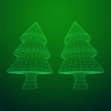 Wireframe A Christmas tree sign mesh Stock Illustration