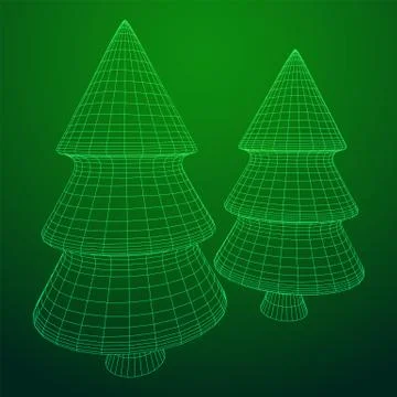 Wireframe A Christmas tree sign mesh Stock Illustration