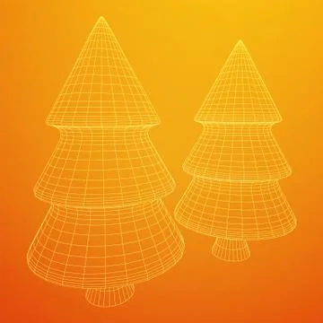 Wireframe A Christmas tree sign mesh Stock Illustration
