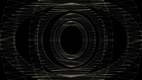 Wireframe circle creative background. Golden wire 3d elements appearing Stock Footage 79714995