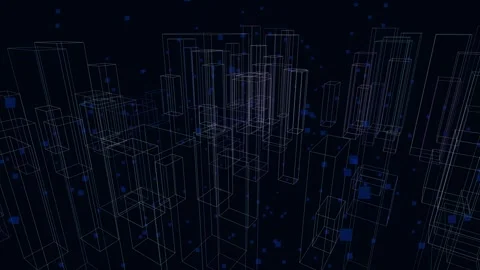 Wireframe City Night 4K Stock Footage 338383361