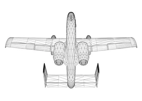 Wireframe Combat aircraft in isolate on a white background. Modern combat Stock Illustration