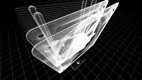 Wireframe Computer Components: Exploring Abstract Art and Intricate Design .. 库存影片 334588691