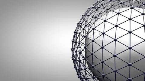 Wireframe connecting sphere. Connection lines around earth globe. The concept of イラスト素材