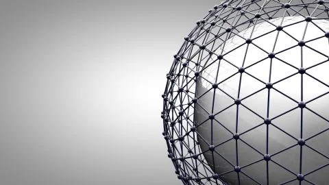 Wireframe connecting sphere. Connection lines around earth globe. The concept of イラスト素材