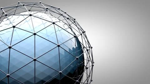 Wireframe connecting sphere. Connection lines around earth globe. The concept of Stock Illustration