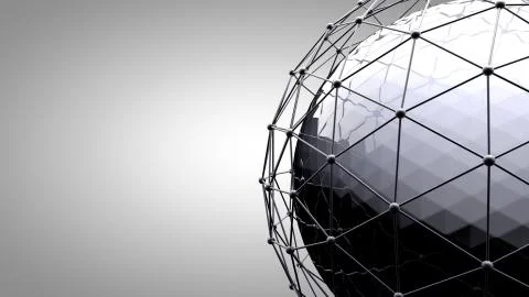 Wireframe connecting sphere. Connection lines around earth globe. The concept of Illustrazione stock