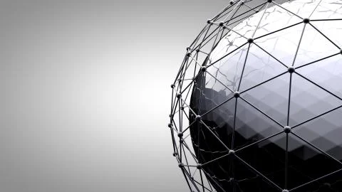 Wireframe connecting sphere. Connection lines around earth globe. The concept of Stock Illustration