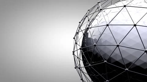 Wireframe connecting sphere. Connection lines around earth globe. The concept of Stock Illustration
