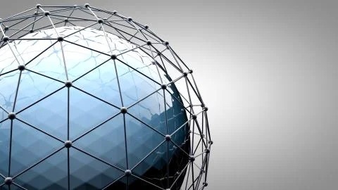 Wireframe connecting sphere. Connection lines around earth globe. The concept of Stock Illustration