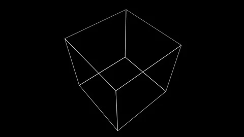 A Wireframe Cube Element Rotates Stock Footage 99920740