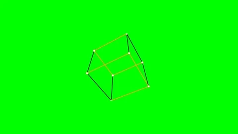 A wireframe cube structure displayed against a vibrant green background Stock Footage 341824559