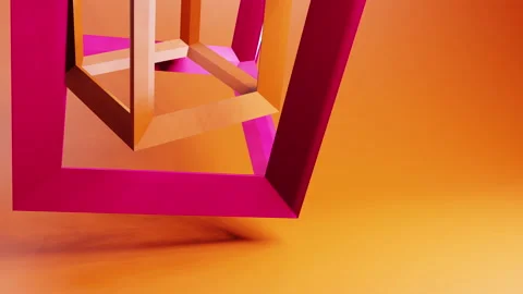 Wireframe cubes rotating in the air background. 3D motion graphics. Minimalist Stock Footage 230945644
